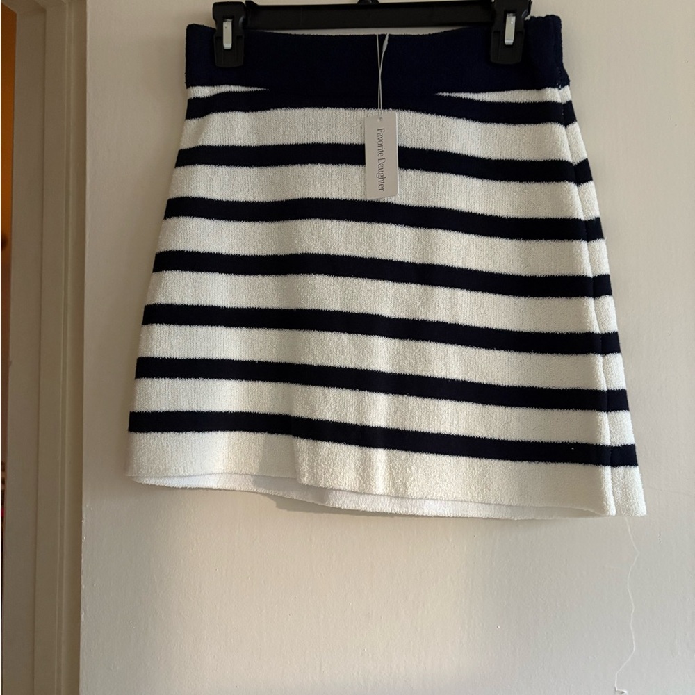 NWT Favorite Daughter Navy and White Knit Skirt
